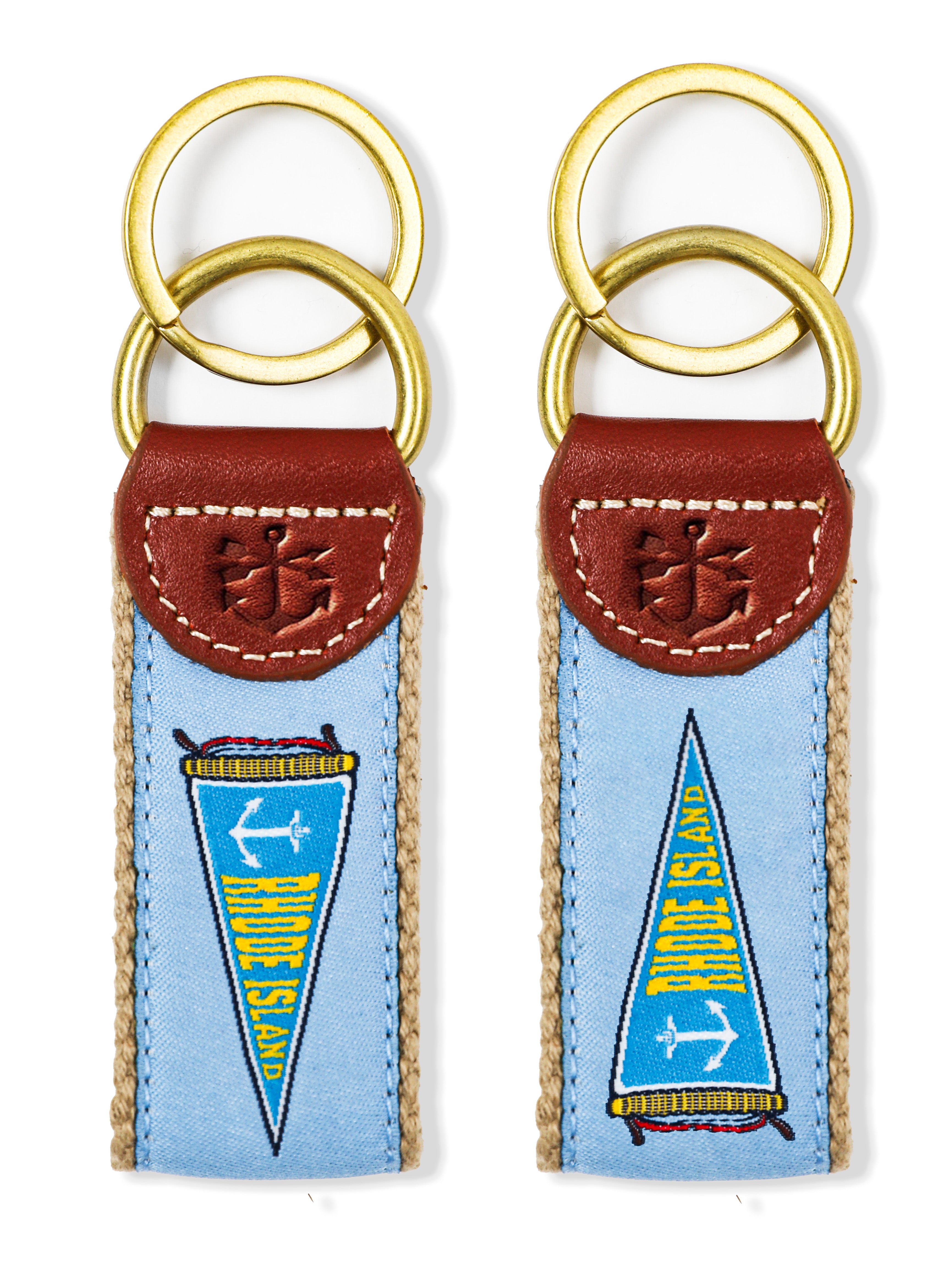 Rhode Island Pennant Flag Ribbon Key Fob