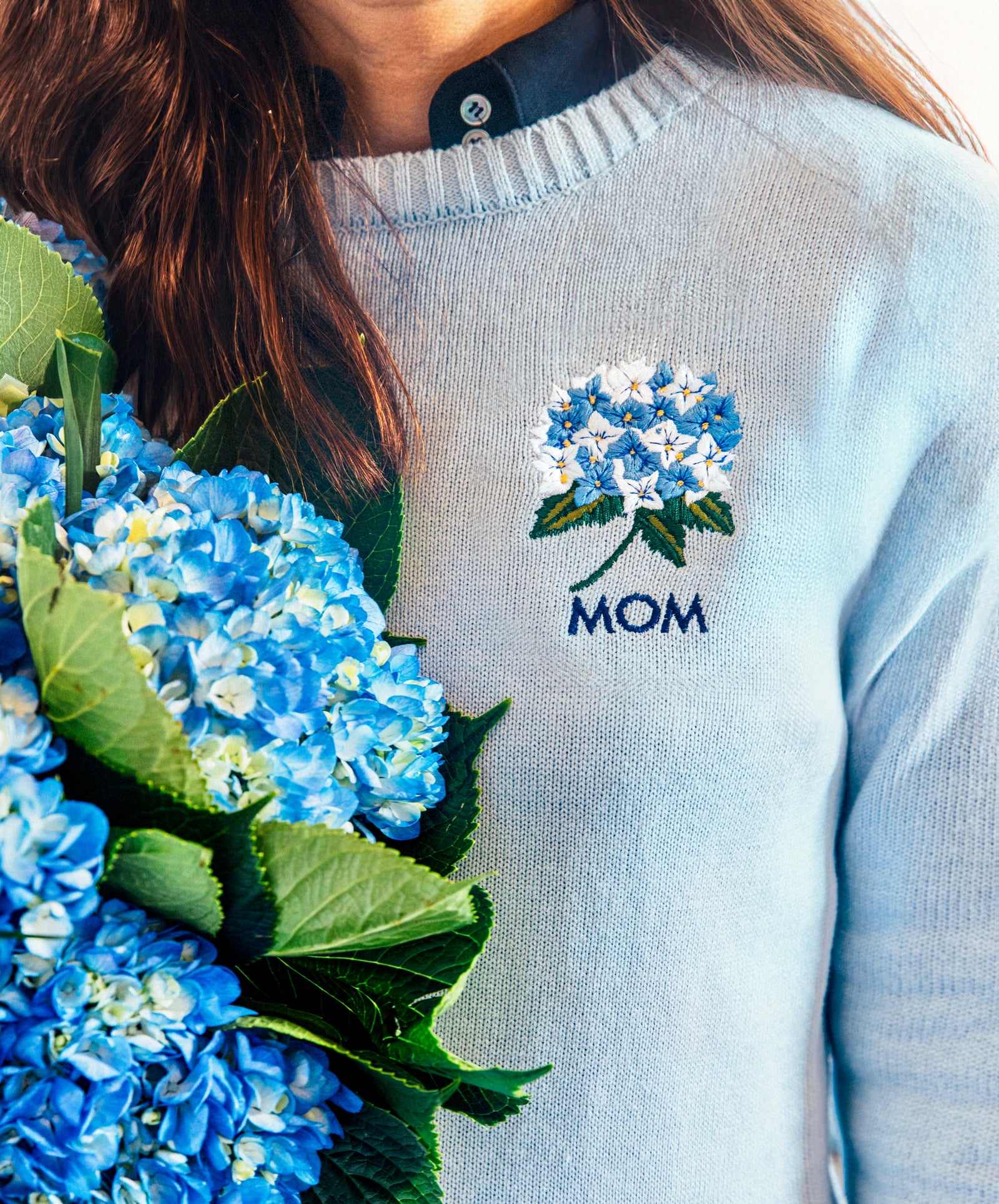 KJP Women's Hydrangea Embroidered Monogram Sweater in Blue – Kiel