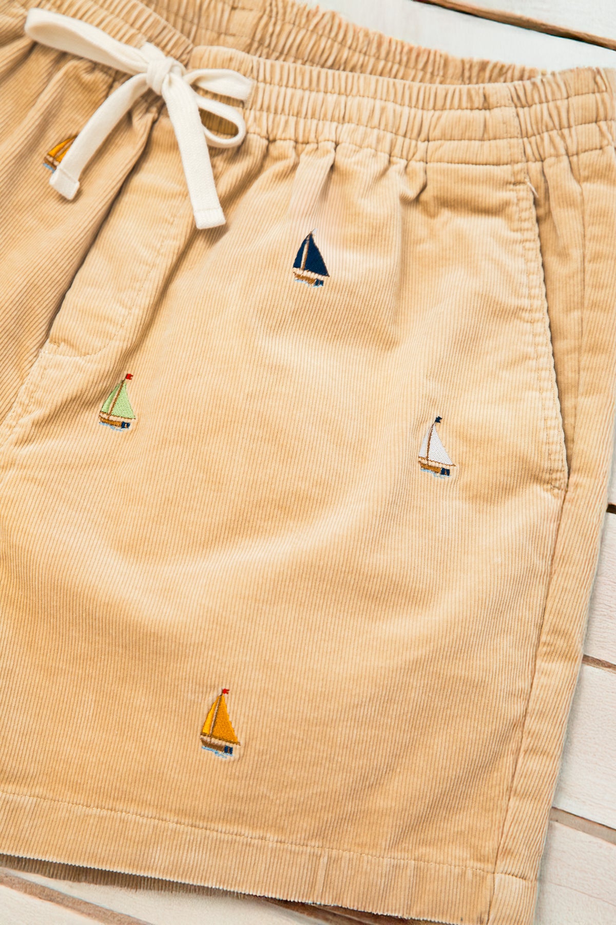 Sailboat Corduroy Drawstring Shorts