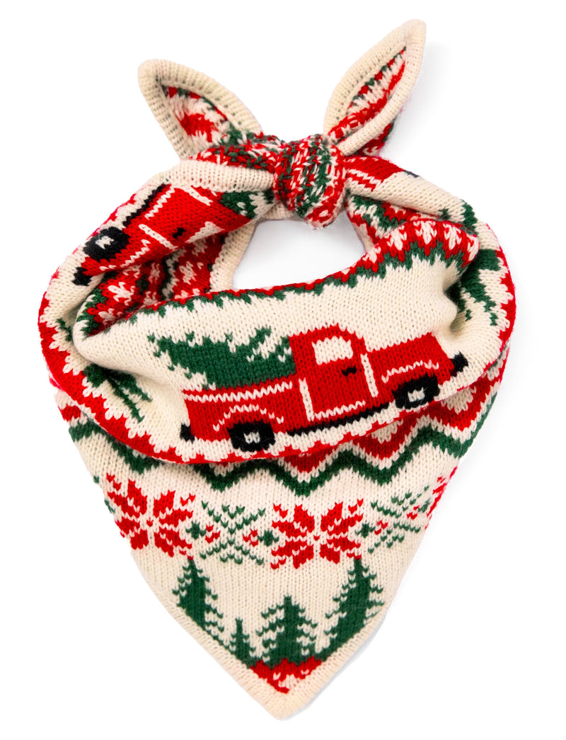 Santa's New Sleigh Knit Dog Bandana