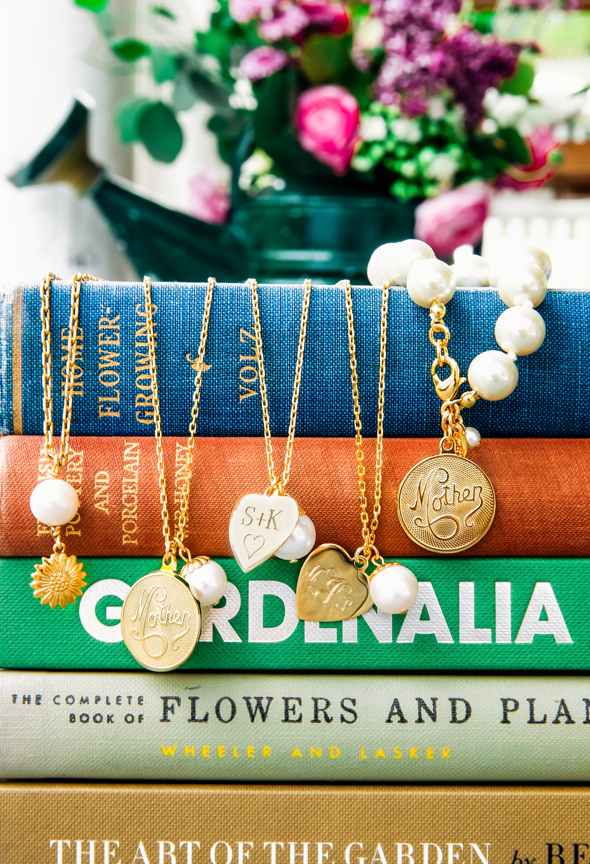 Mother's Day Pearl Drop Necklace with Engravable Charm