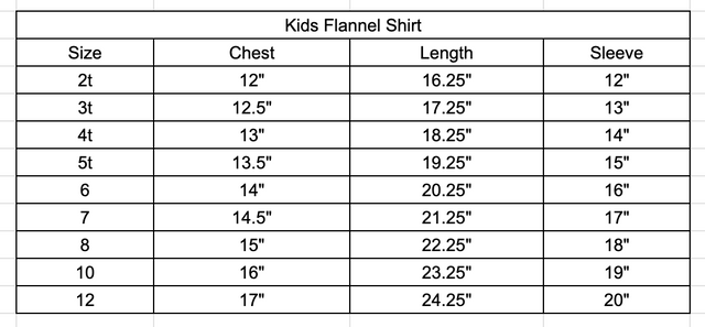 Size chart
