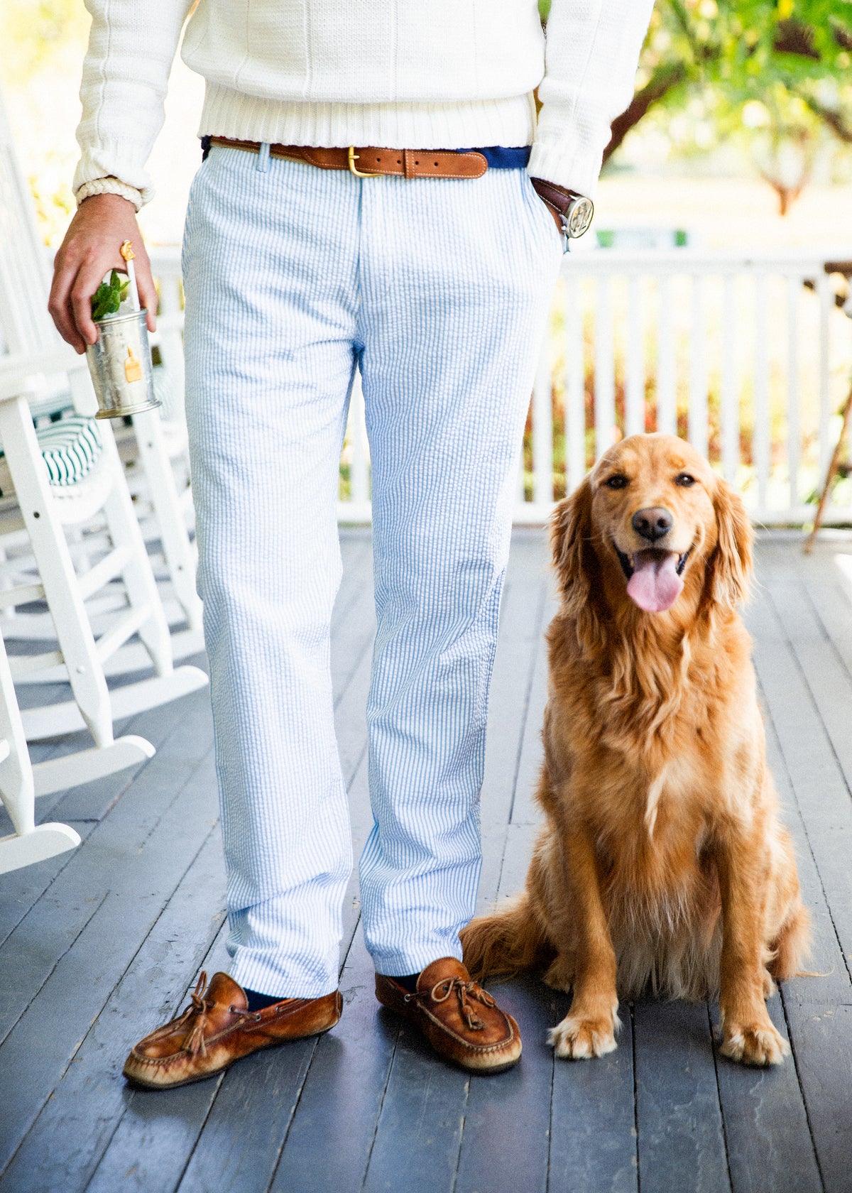 Azure Seersucker Pants
