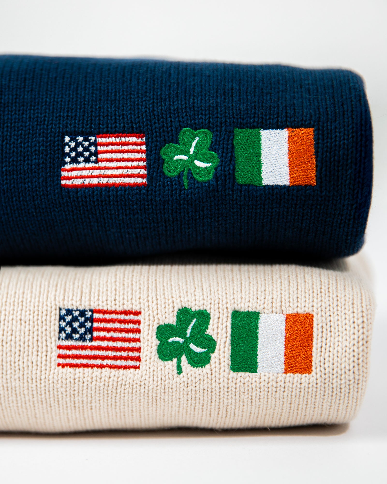 KJP Men's Irish American Flag Embroidered Crewneck Sweater in