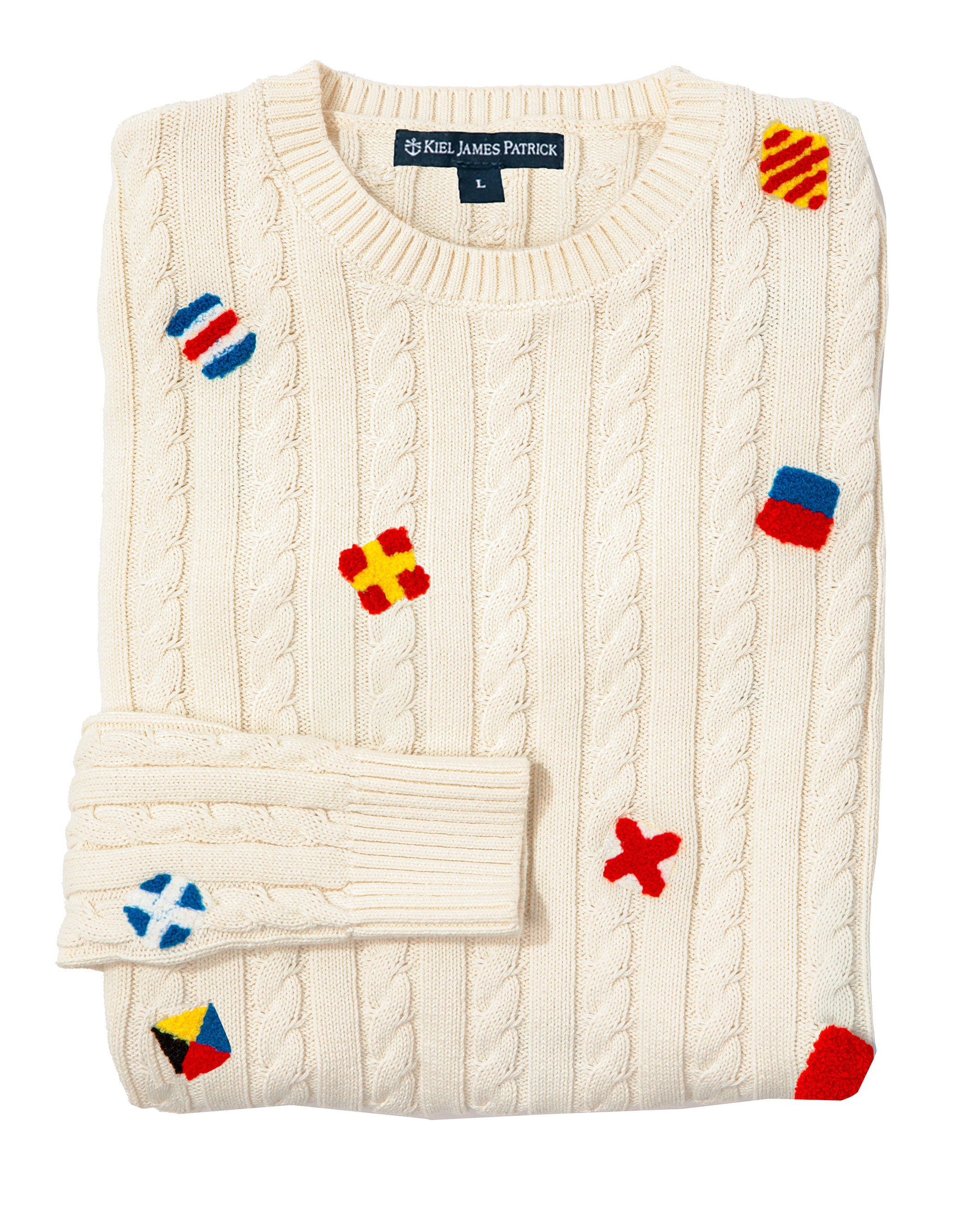 Nautical Flag Cable Knit Sweater