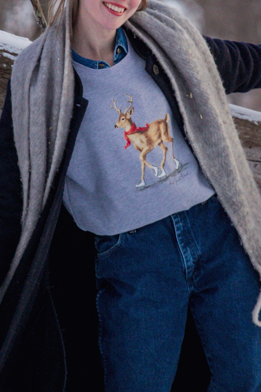 Skating Deer Crewneck Sweatshirt