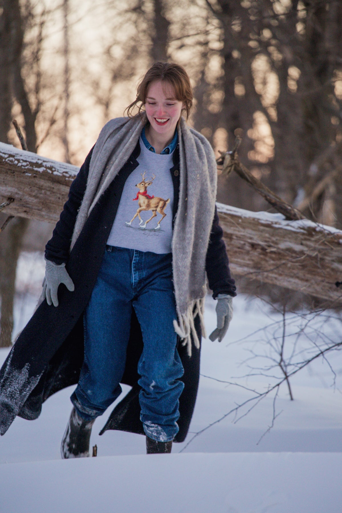 Skating Deer Crewneck Sweatshirt