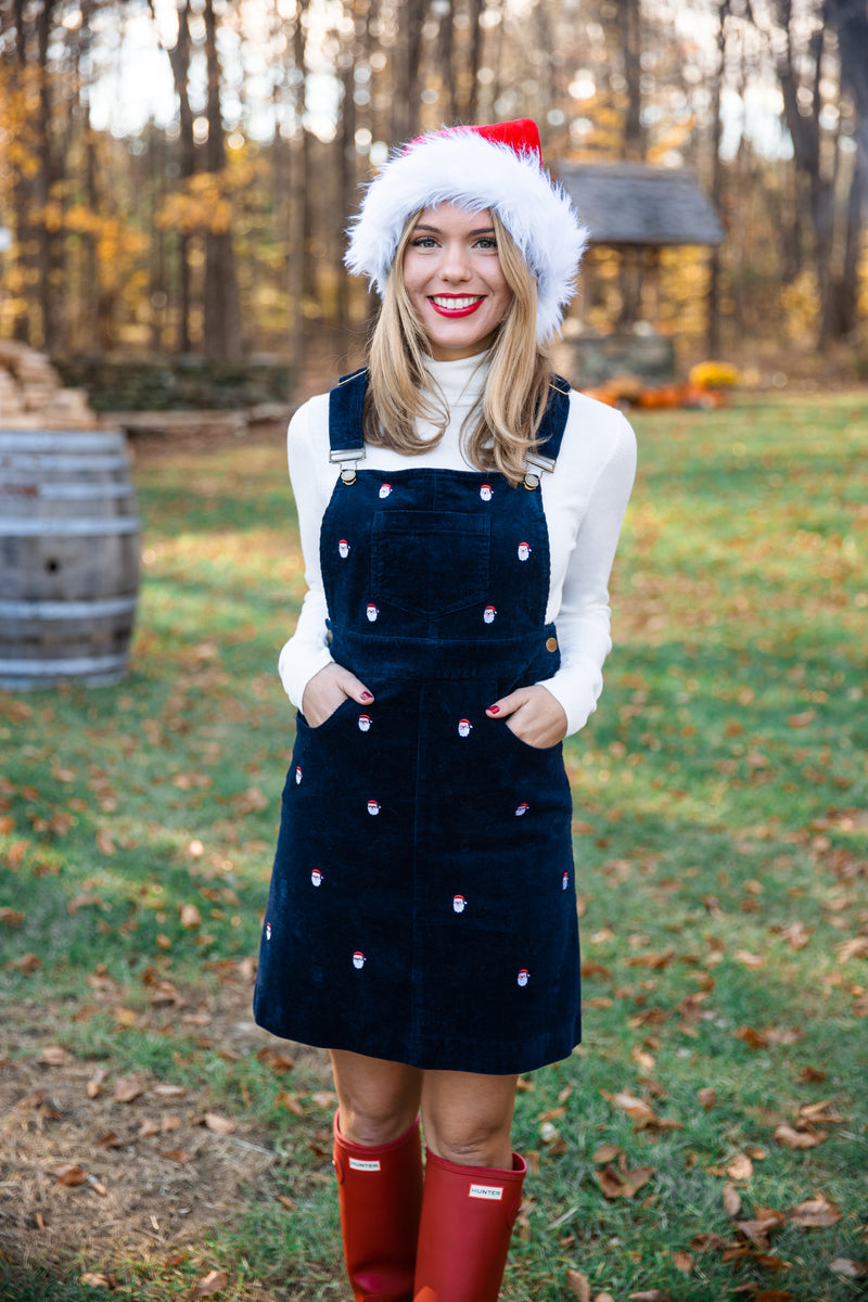 Santa Embroidered Corduroy Jumper Dress Santa Embroidered Corduroy Jumper Dress