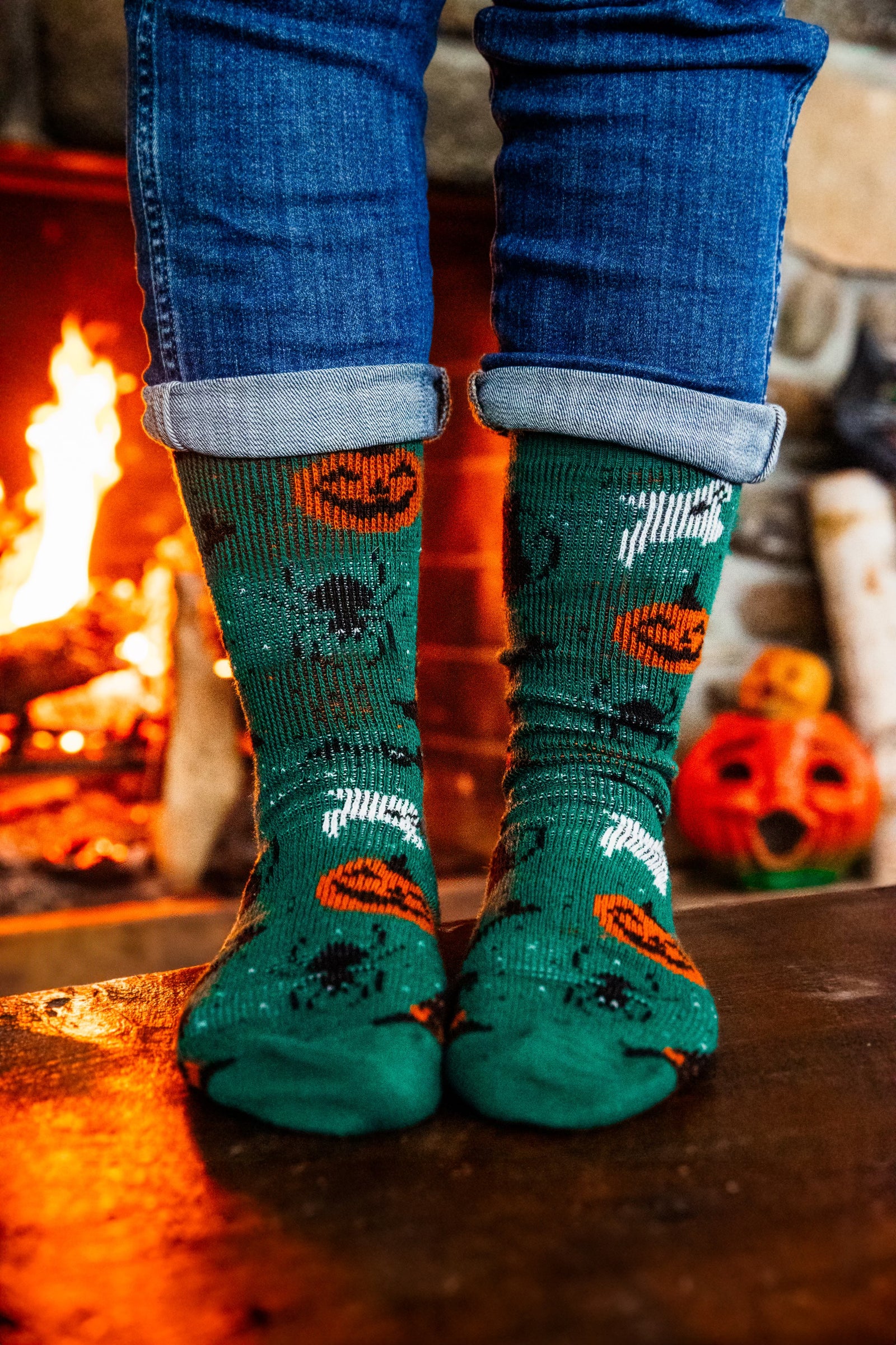 green emerald velvet dress KJP Spooktacular Halloween Pattern Knit Socks – Kiel James Patrick