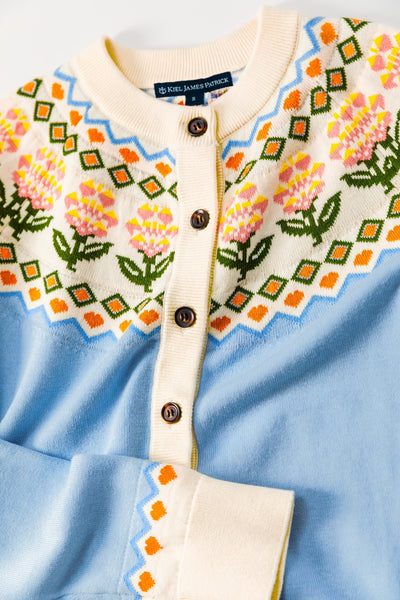 KJP Women's Spring Blossom Cotton Long Sleeve Button Cardigan in Blue ...