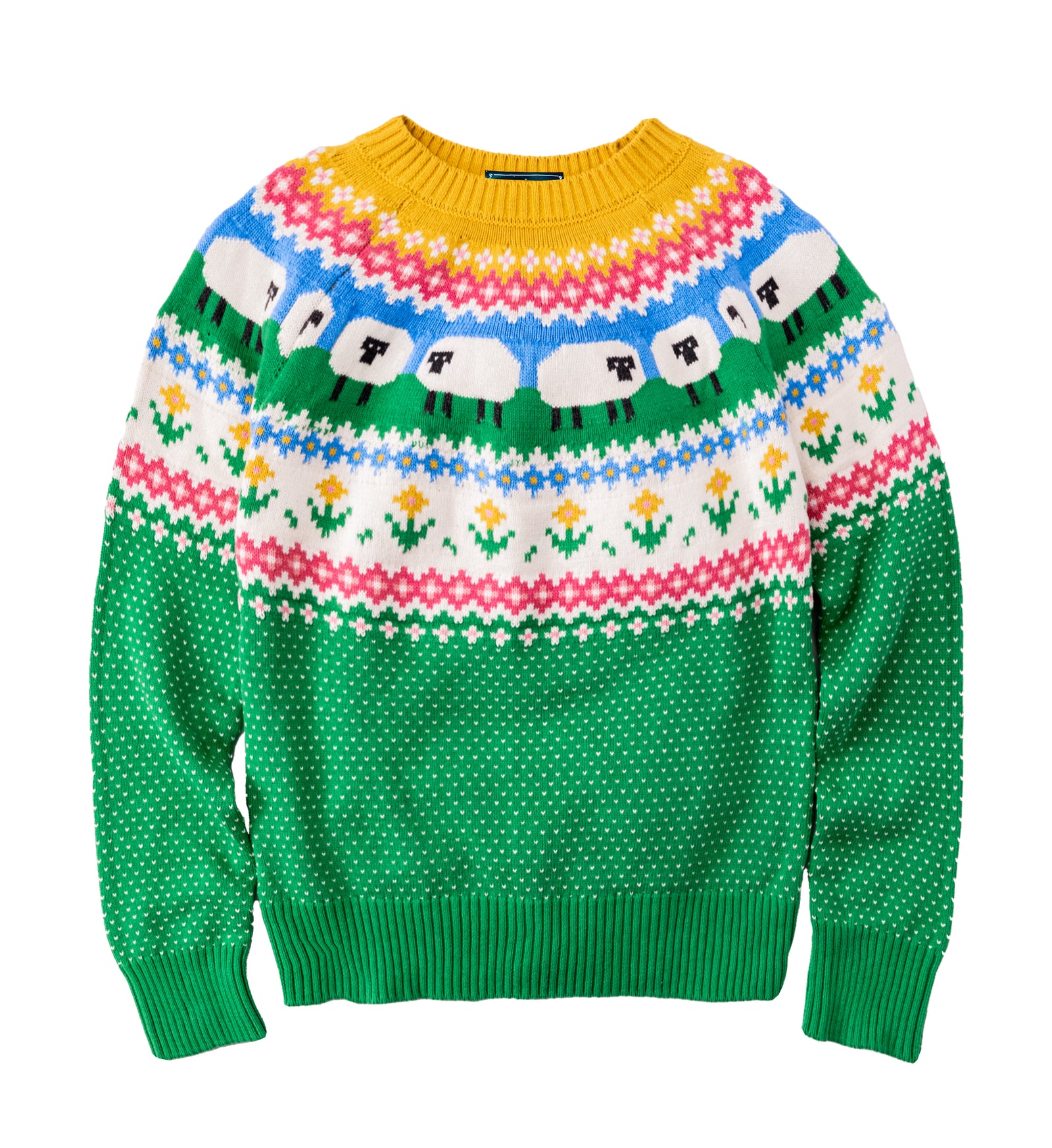 KJP Women's Sheep Fair Isle Crewneck Cotton Sweater – Kiel James