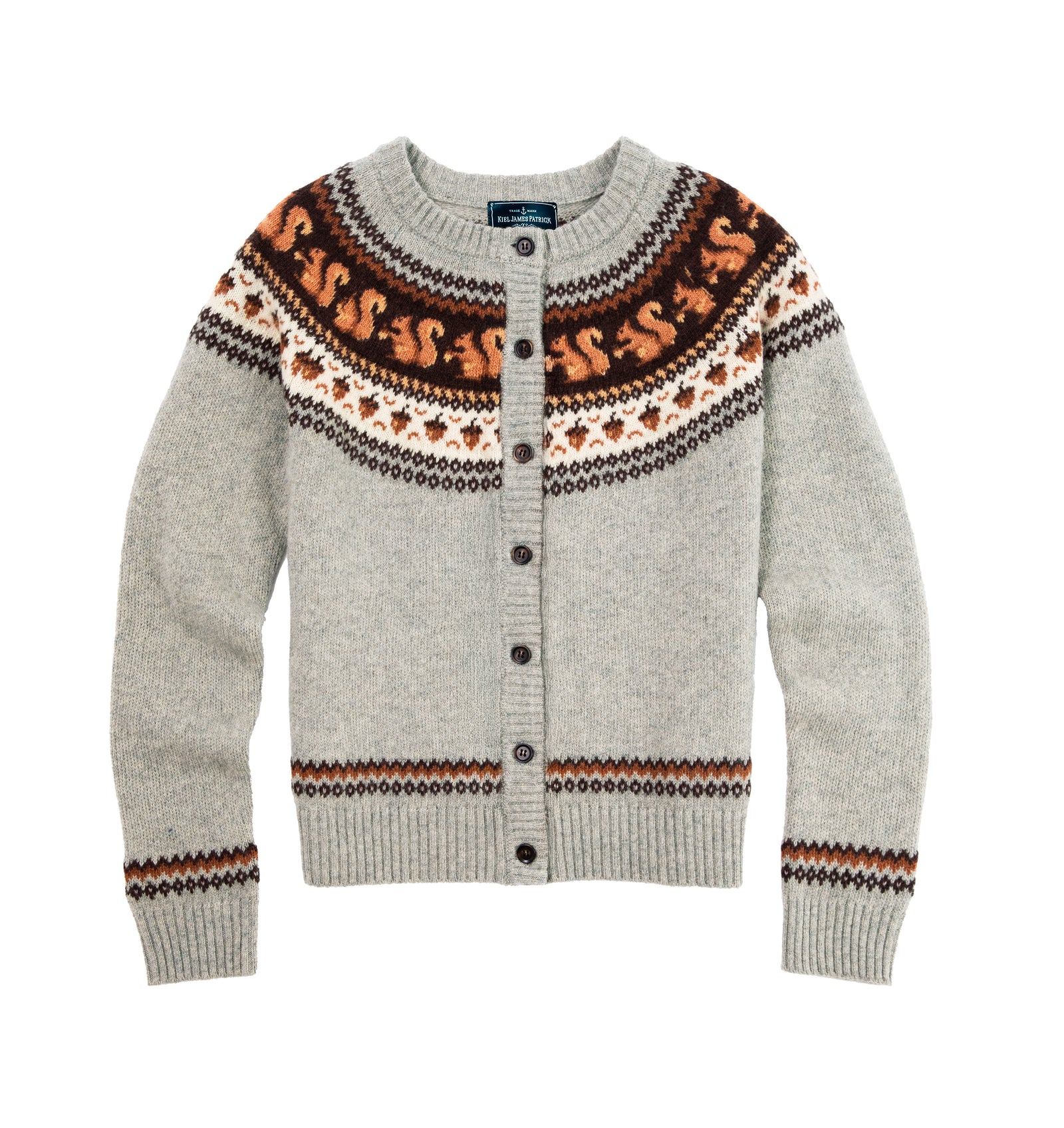 KJP Women's Acorn Hollow Squirrel Fair Isle Cardigan Sweater