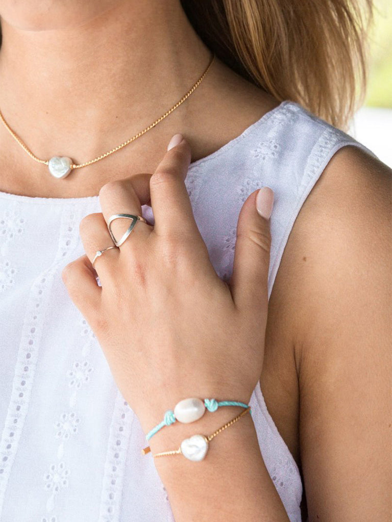 Sea Foam Pearl Knot Bracelet
