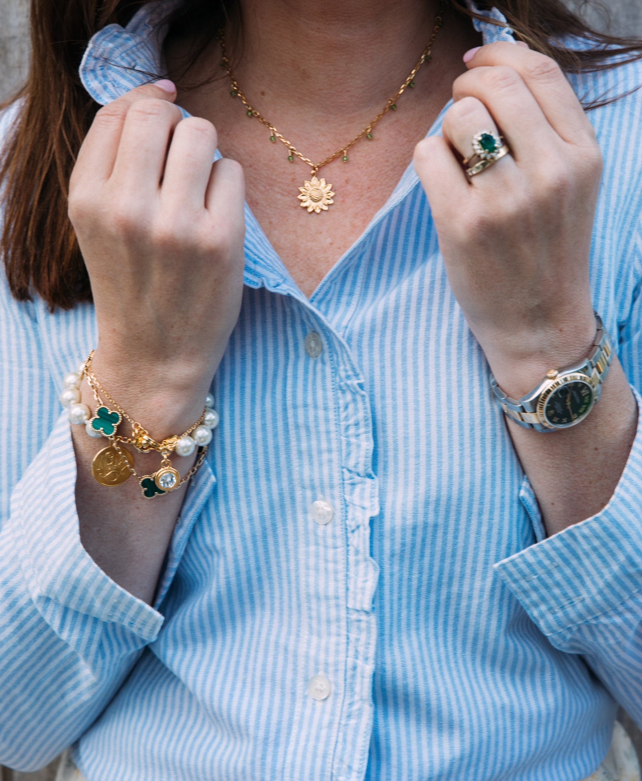 Sunflower Bead Chain Necklace