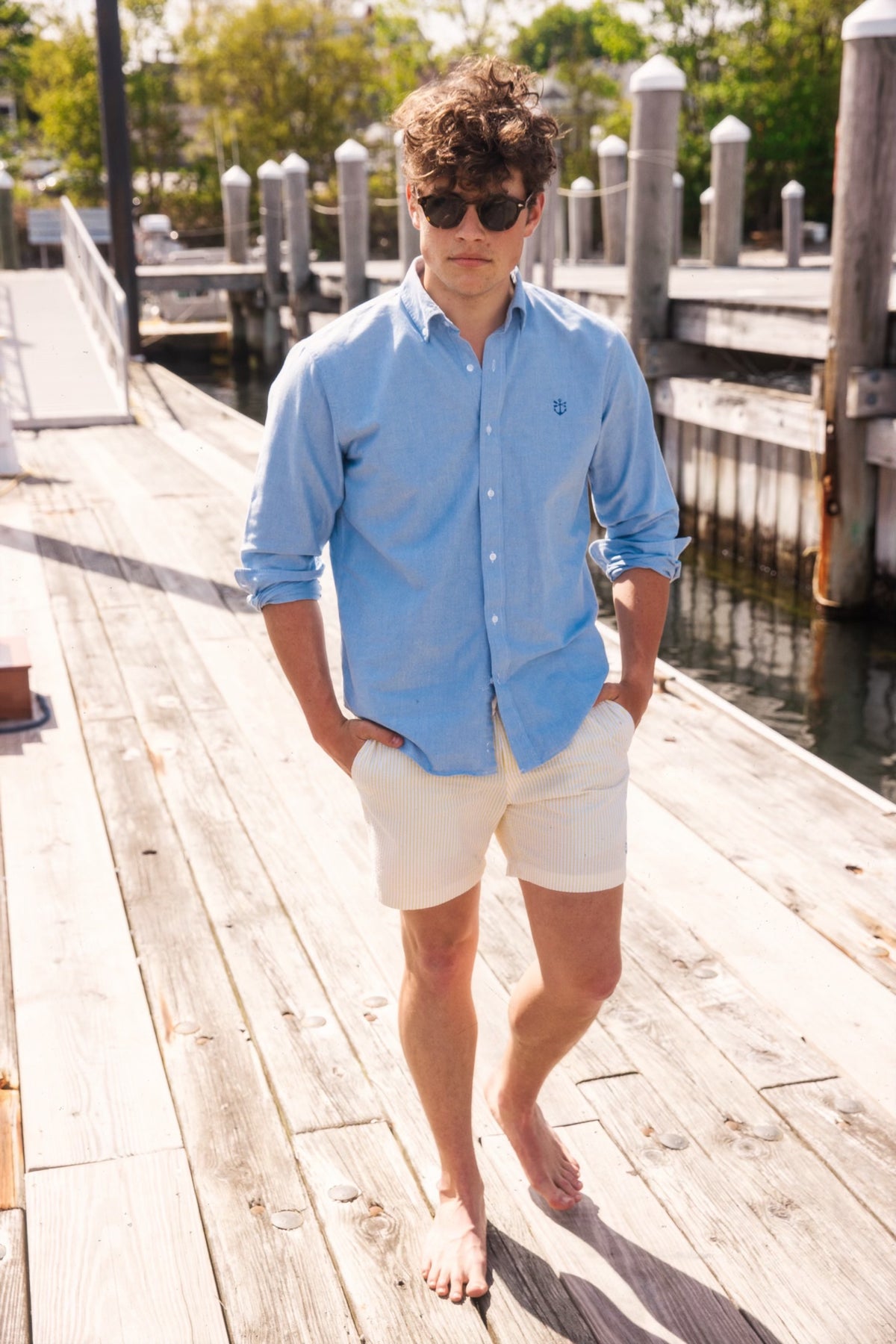 Sunset Sail Seersucker Drawstring Shorts