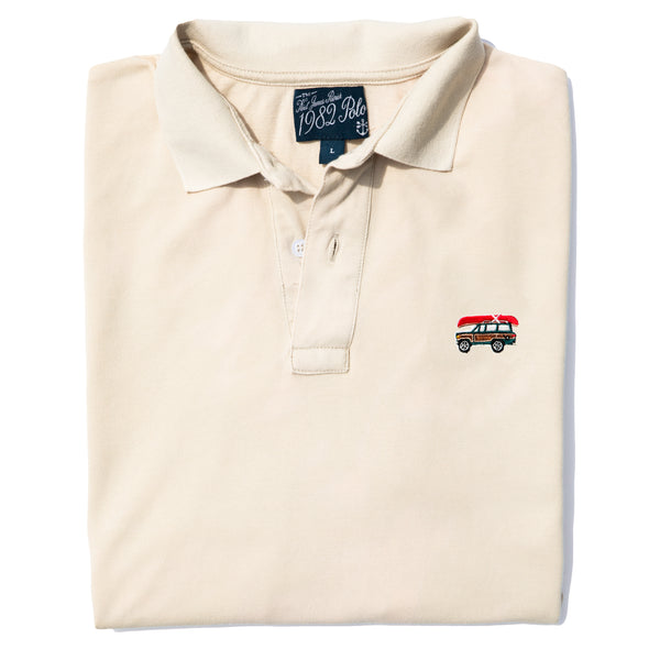 Jeep® x KJP Men's Classic Wagoneer Pique Polo Shirt in Cream