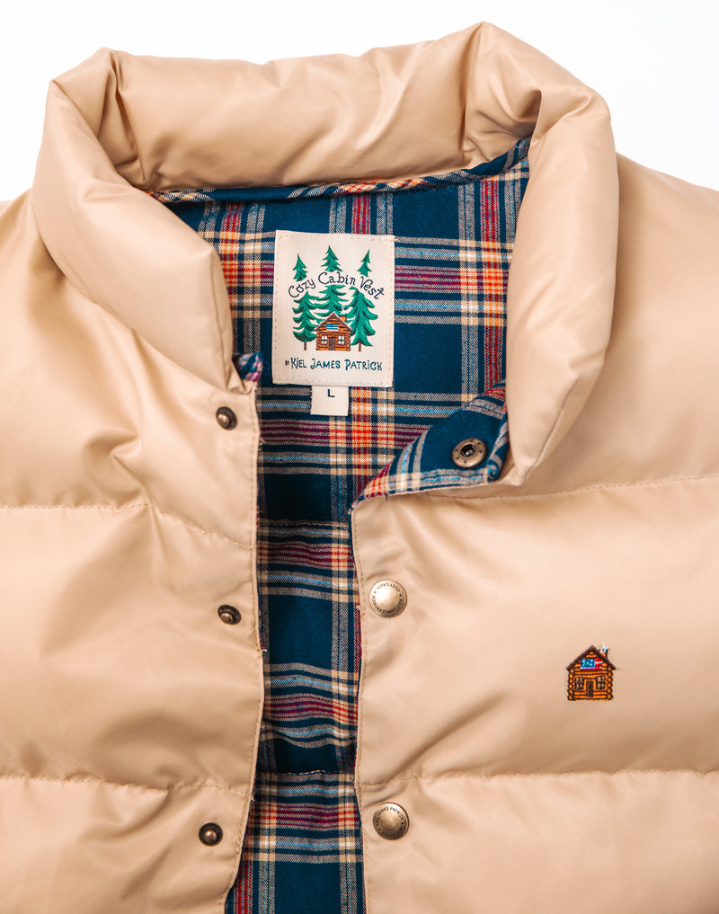 Cozy Cabin Puffer Vest- Tan