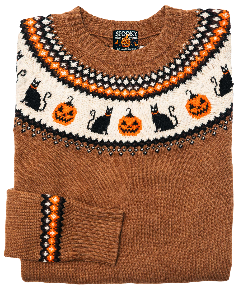 koto　シェリースキン KJP Women's Cat-O-Lantern Fair Isle Crewneck Halloween Sweater