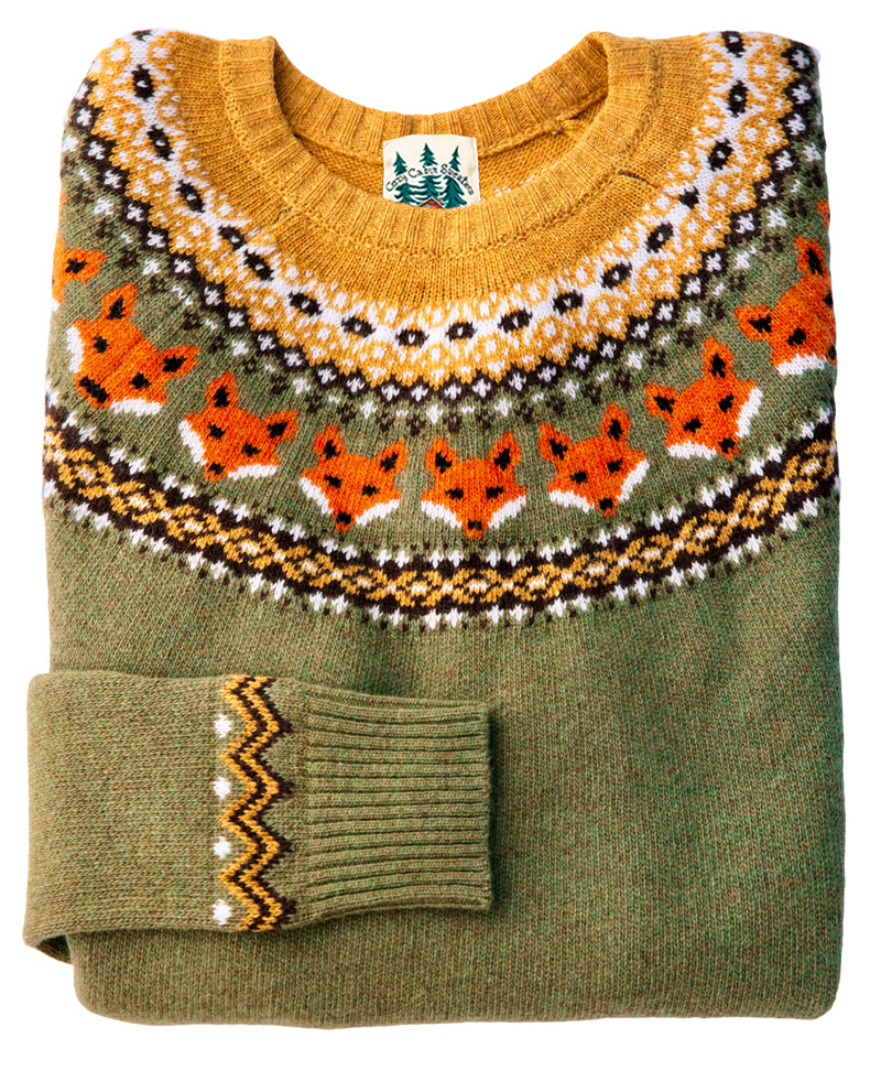 KJP Women's Highland Fox Fair Isle Crewneck Fall Sweater – Kiel KJP Women's Highland Fox Fair Isle Crewneck Fall Sweater – Kiel