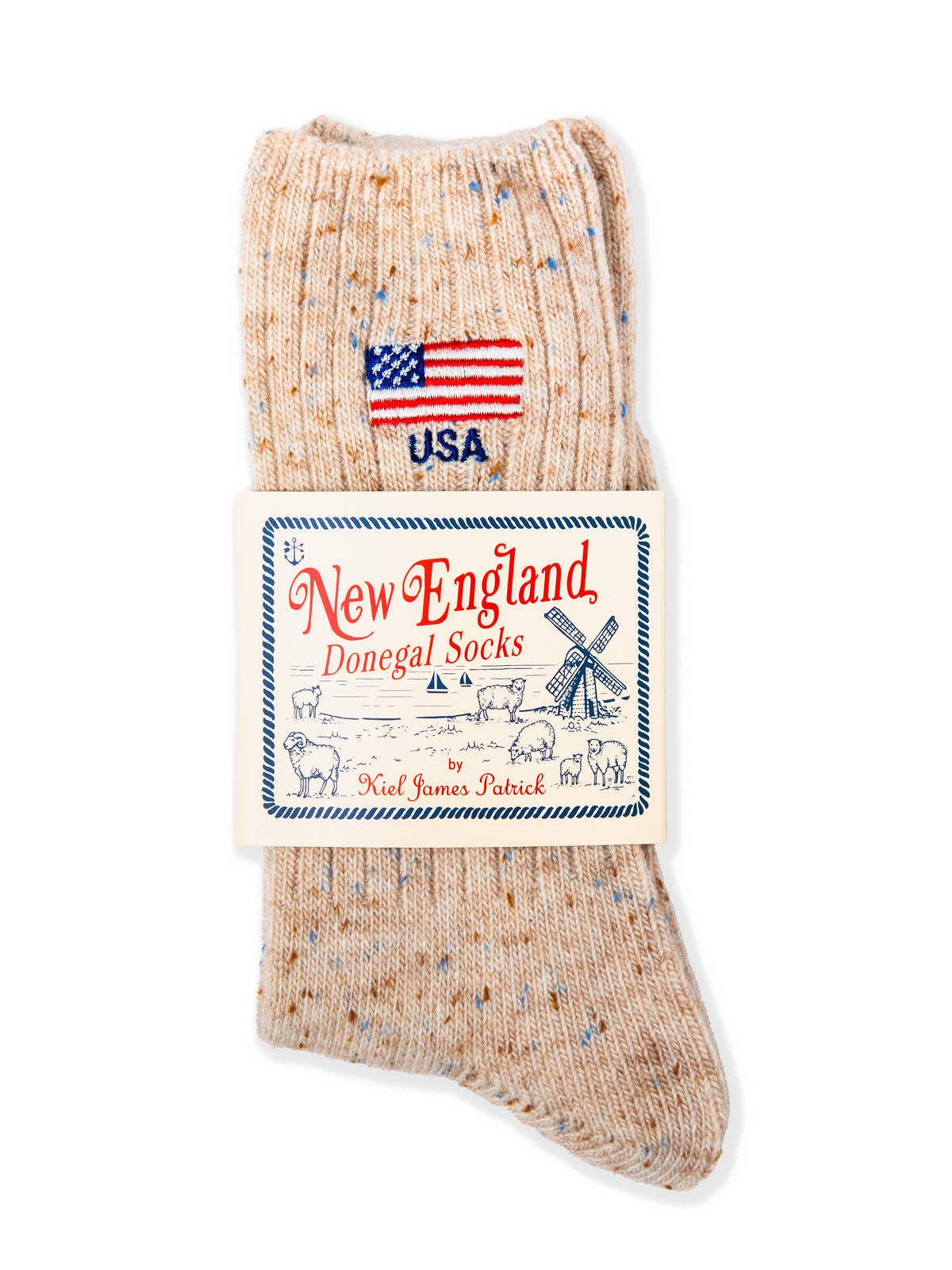 USA Flag Donegal Socks in Cream
