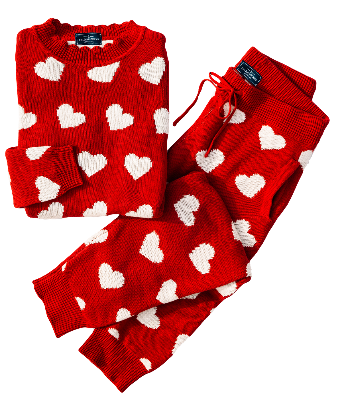 Heart Scalloped Sweater in Red