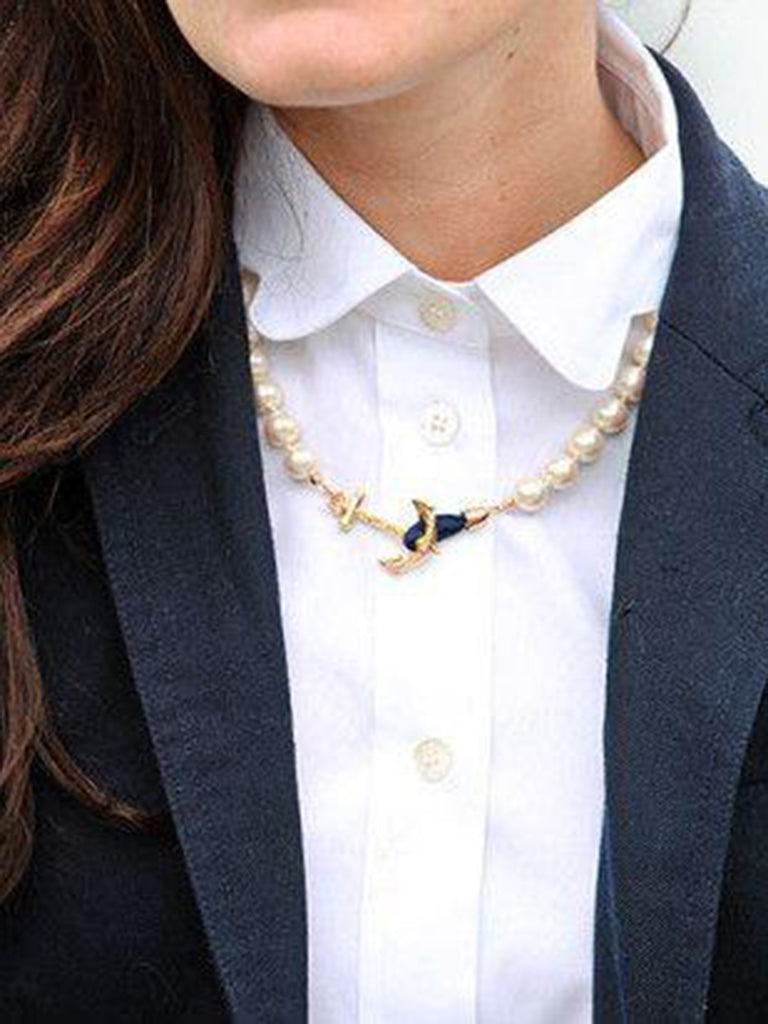 Valerie Pearl Necklace with Anchor Clasp