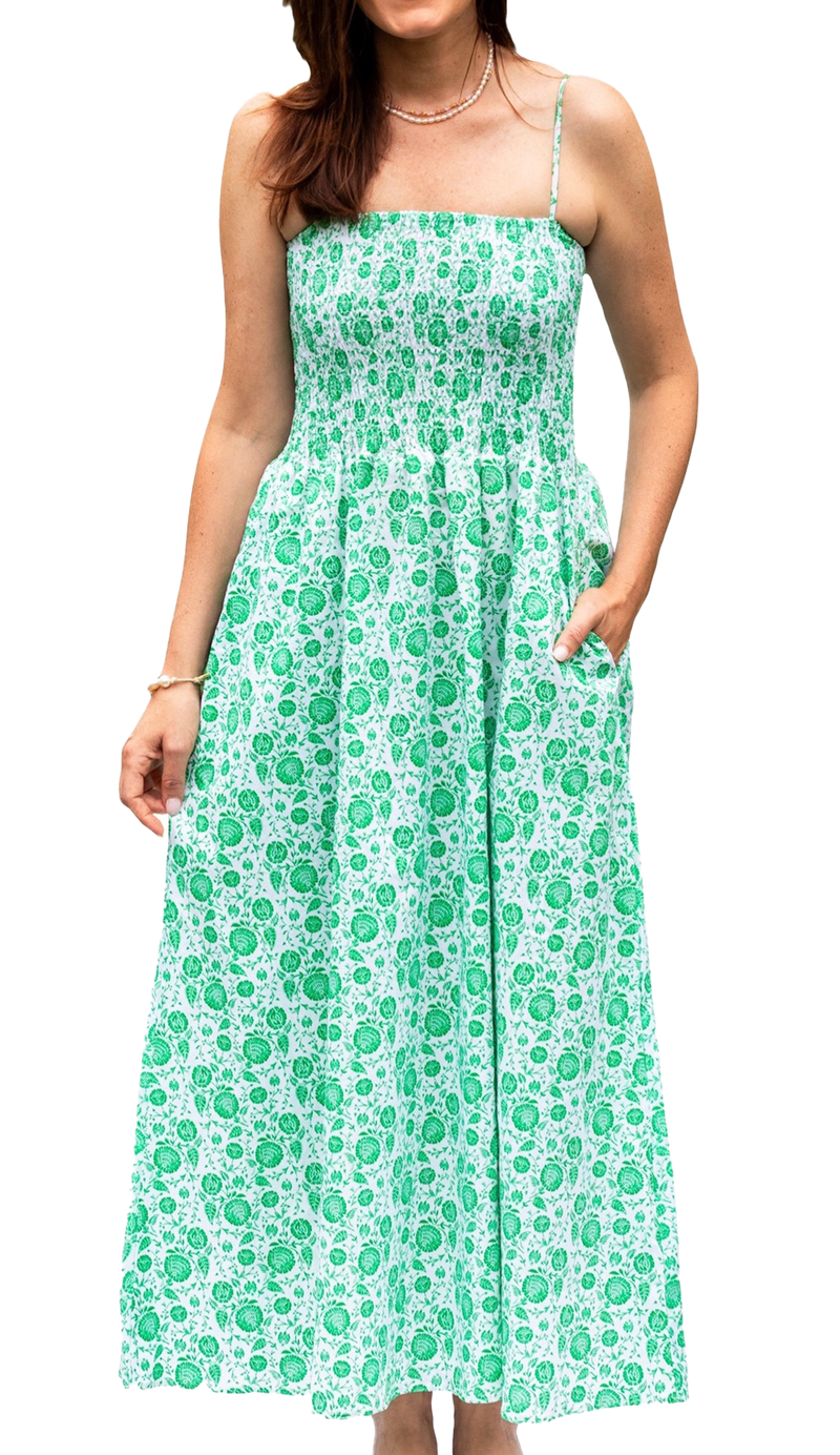 KJP Women's Verdant Garden Floaral Pattern Dress in Green and White Kiel James Patrick KJP Women's Verdant Garden Floaral Pattern Dress in Green and White Kiel James Patrick