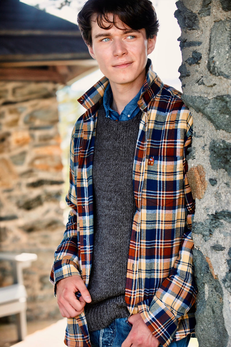 flannel dress shirt Adaptive Grey Flannel Shirt / Combo Layering Piece with Magnetic Closures Light Grey / 4XL