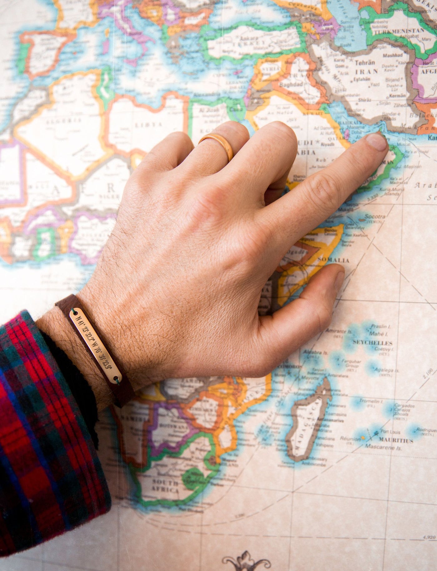 KJP World Traveler's Custom Engraved Tan Leather and Brass