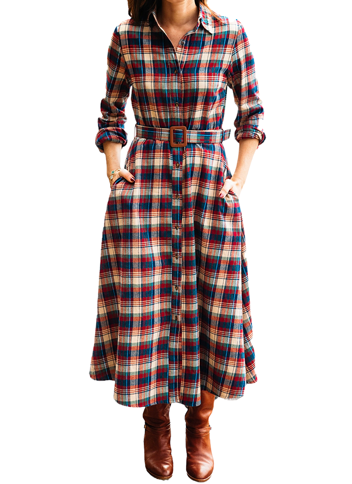 Apple Cinnamon Flannel Maxi Dress