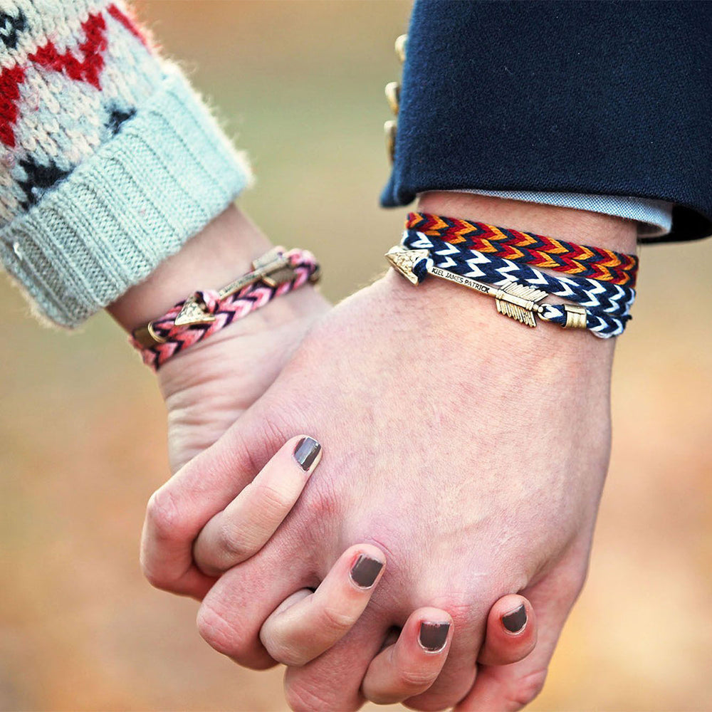 KJP Fishtail Braided Thread Bracelet with Arrow Clasp in Navy