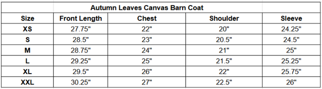 Size chart