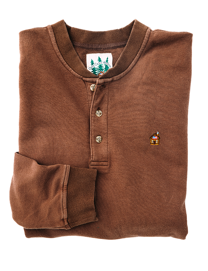 Rustic Cabin Long Sleeve Henley Shirt in Woods