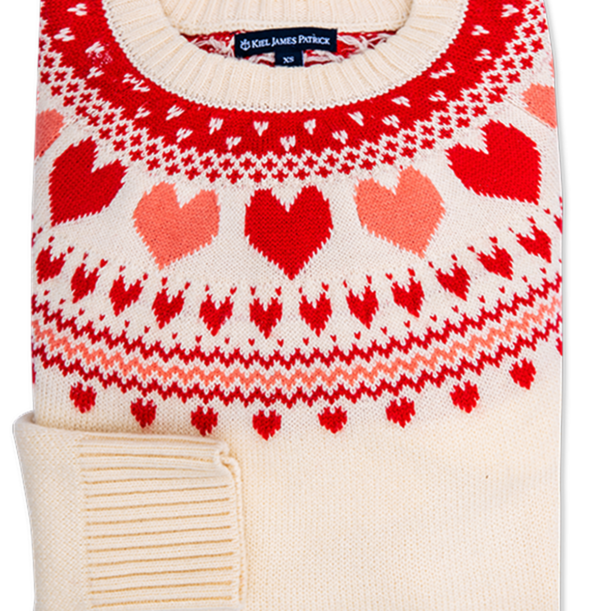 KJP Women's Heartwarmer Fair Isle Crewneck Sweater in Red/White