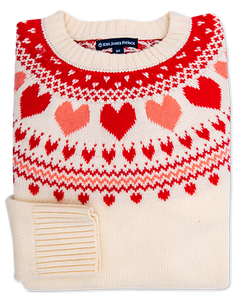KJP Women's Heartwarmer Fair Isle Crewneck Sweater in Red/White KJP Women's Heartwarmer Fair Isle Crewneck Sweater in Red/White