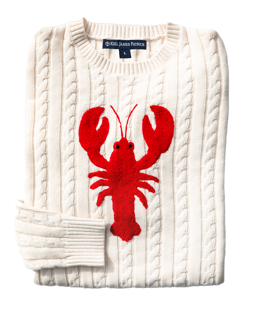 ビバハートニット セーター☆イカリマーク☆マリンスタイル KJP Women's Lobster Cable Knit Crewneck Cotton Sweater in White