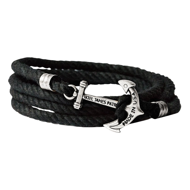 KJP Nautical Cord Wrap Bracelet with Silver Anchor Clasp in Black KJP Nautical Cord Wrap Bracelet with Silver Anchor Clasp in Black