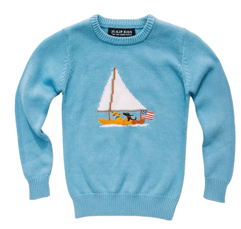 Ruff Day at Sea Kids Sweater- Light Blue