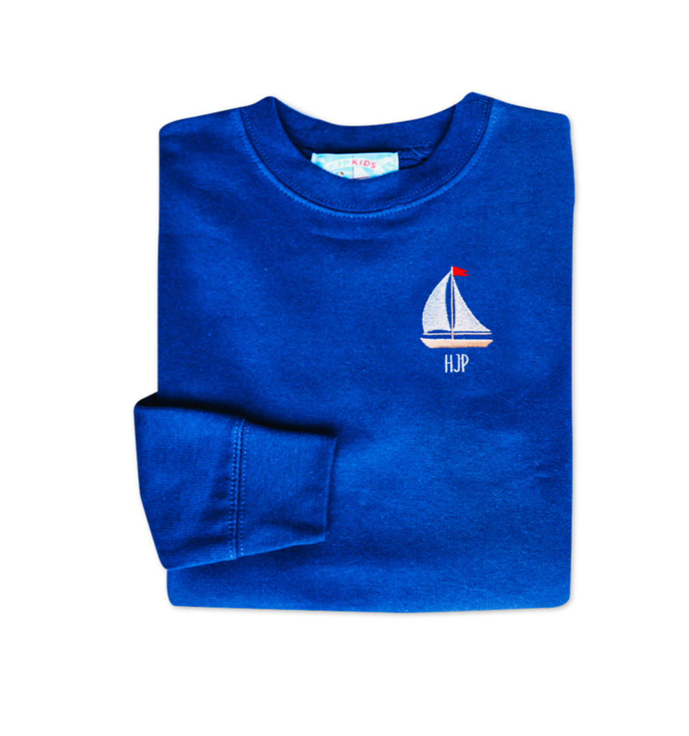 Sail Away Kids Embroidered Monogram Sweatshirt