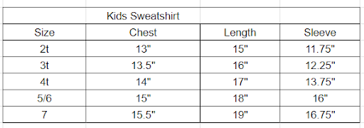 Size chart
