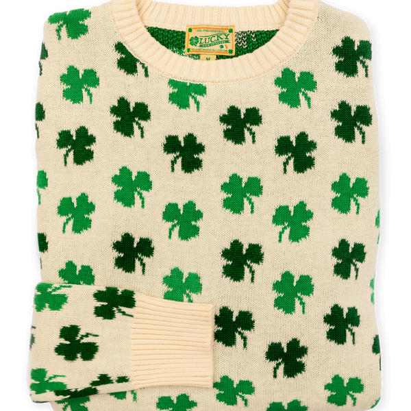 KJP Irish Shamrock Crewneck Sweater in White – Kiel James Patrick