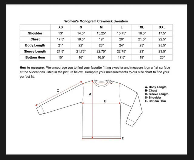 Size chart