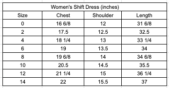 Size chart