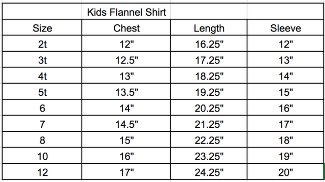 Size chart
