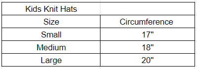 Size chart