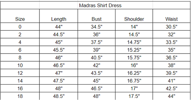 Size chart