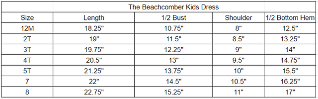Size chart
