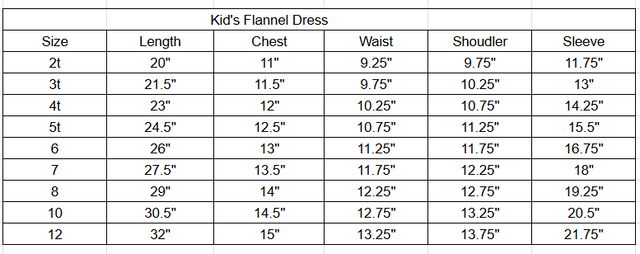 Size chart