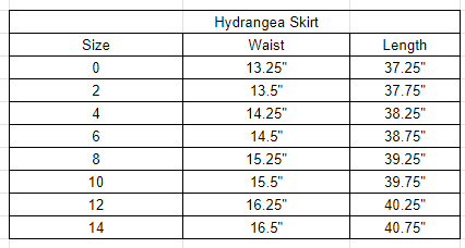 Size chart