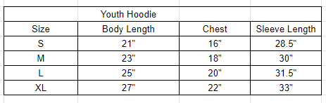 Size chart